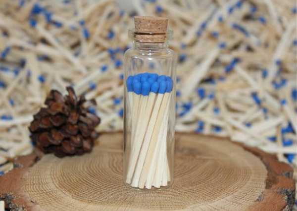 Matchstick Jar With Colorful Matches Strike on Bottle Glass Vial 20 Colored  Matches 