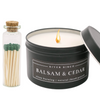 8oz Balsam & Cedar Black Tin + Forest Green Matches