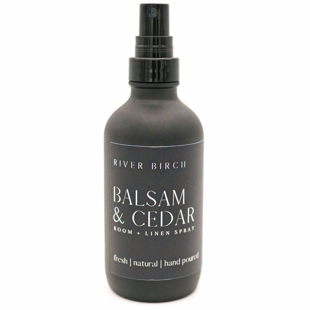 Balsam & Cedar - 4 oz Black Glass Room + Linen Spray