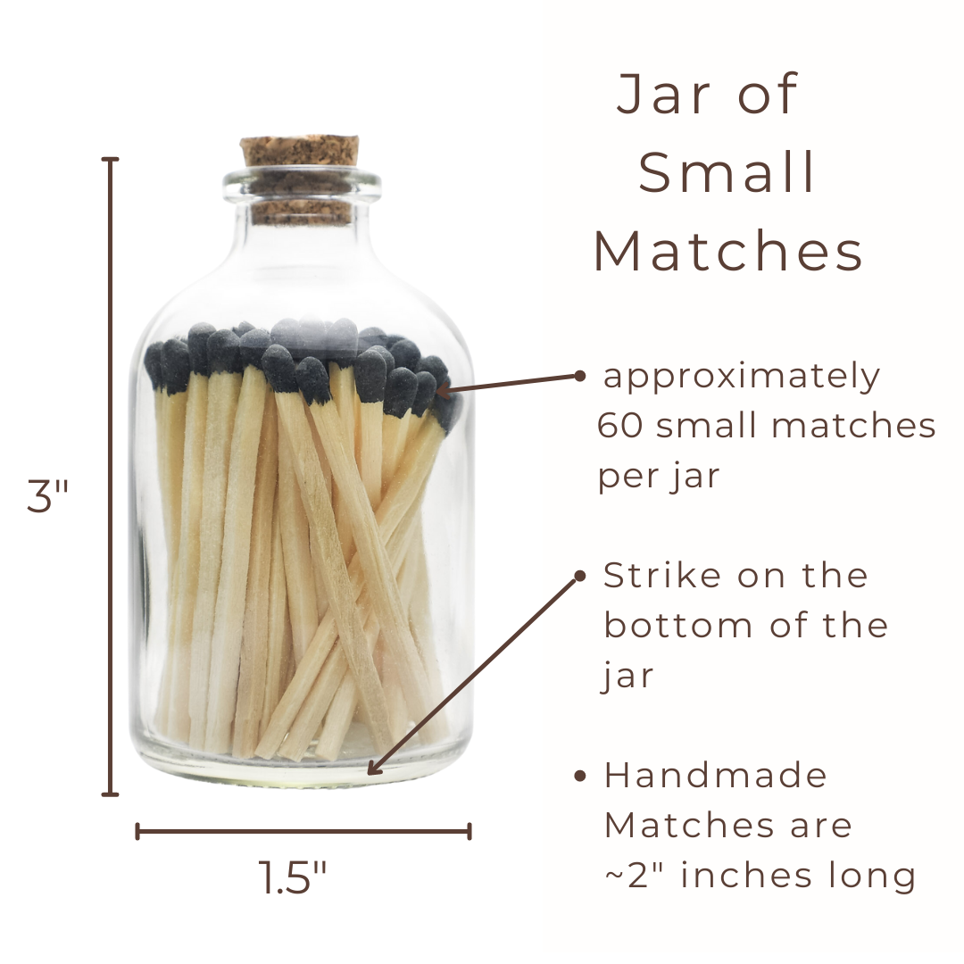 Black Tip Small Safety Matches - Apothecary Jar