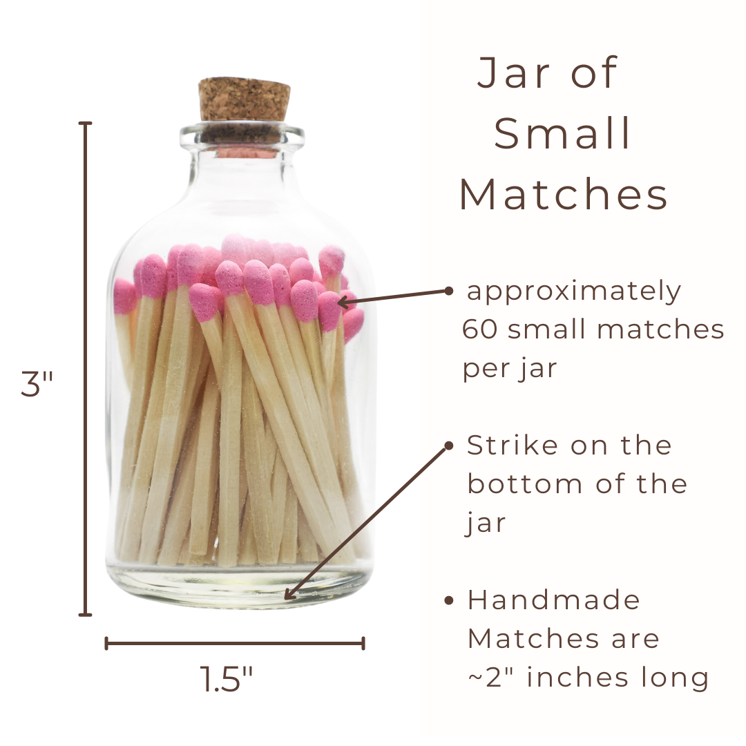 Magenta Pink Small Safety Matches - Apothecary Jar