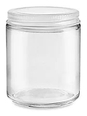8.5oz Clear Jar - White Metal Lid - *Empty*