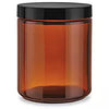 8.5oz Amber Jar - Black Plastic Lid - *Empty*