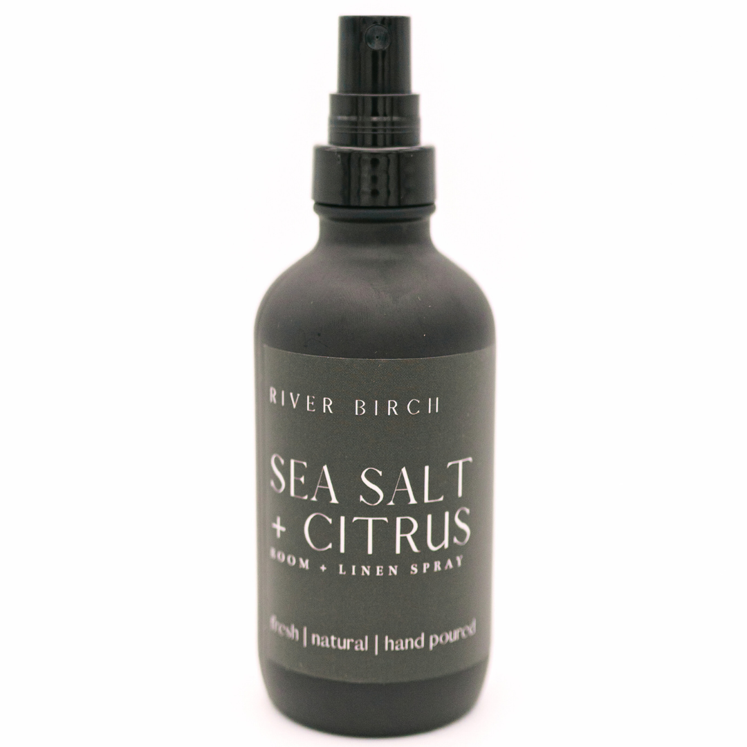 Sea Salt + Citrus - 4 oz Black Glass Room + Linen Spray