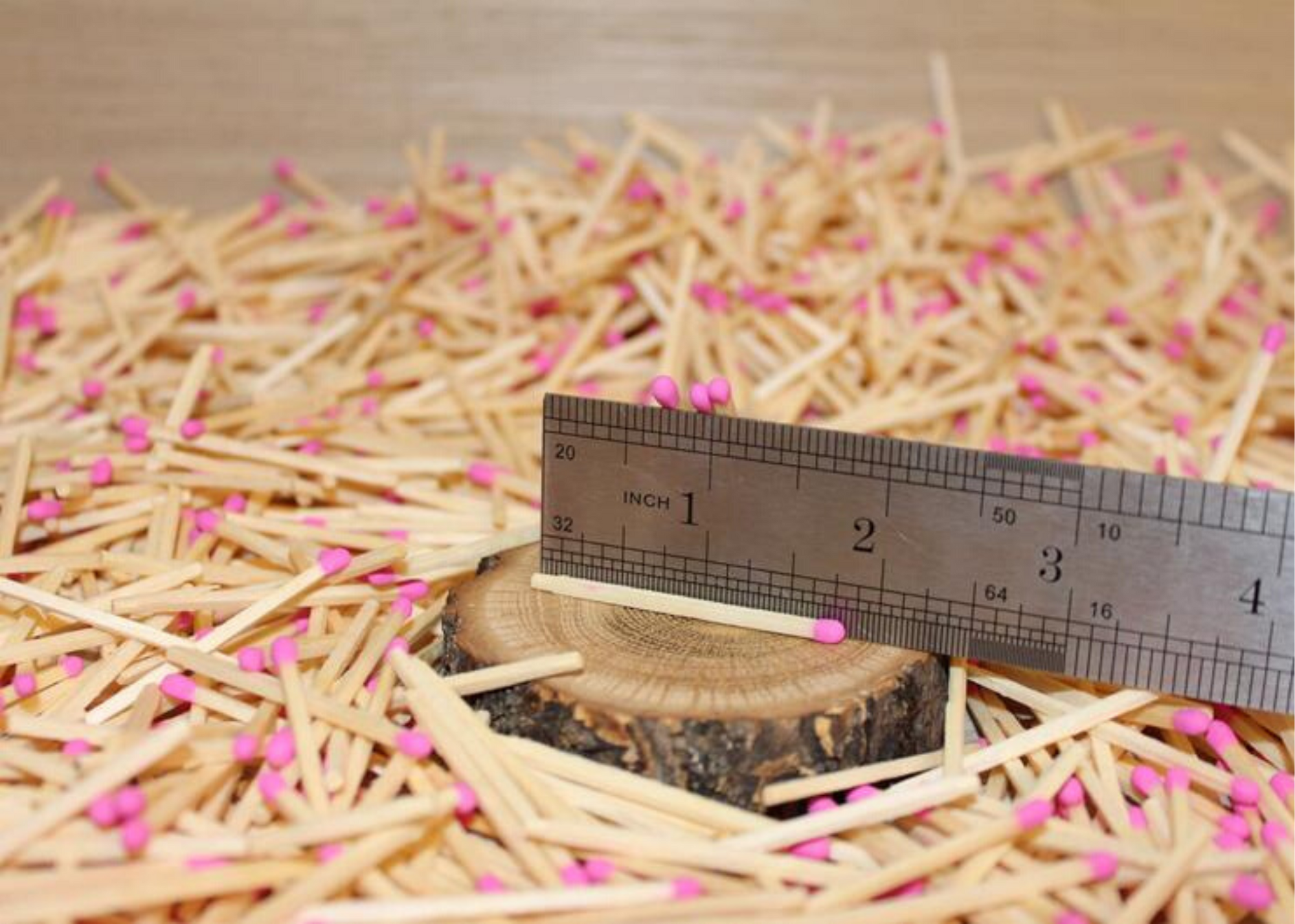 Wooden Matchsticks in Glass Bottle- Hot Pink Tips by Abboo Candle Co
