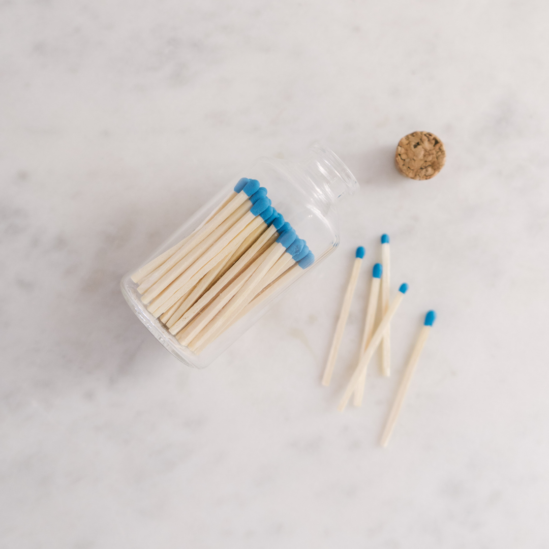Cobalt Blue Small Safety Matches - Apothecary Jar