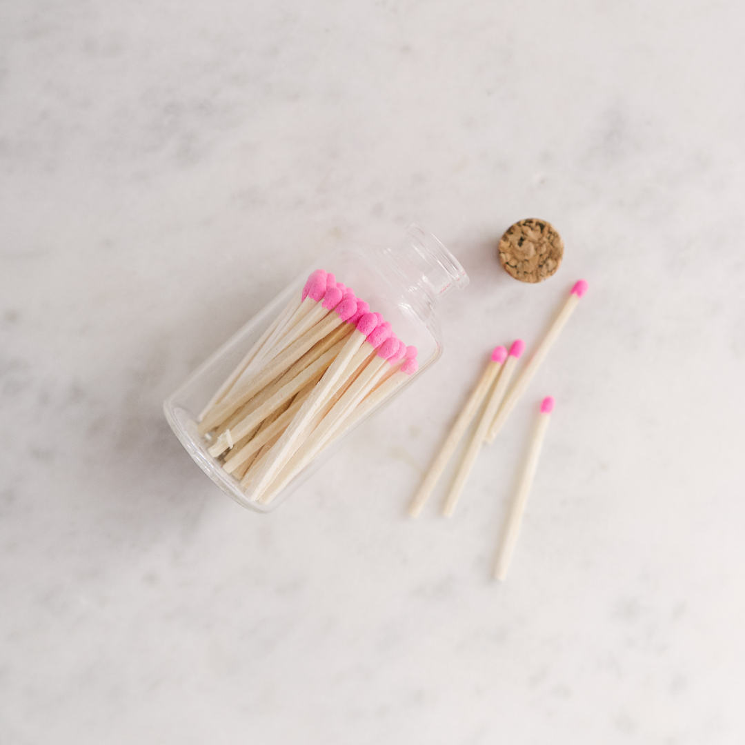Magenta Pink Small Safety Matches - Apothecary Jar