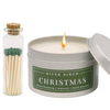 8oz Christmas Silver Tin + Forest Green Matches