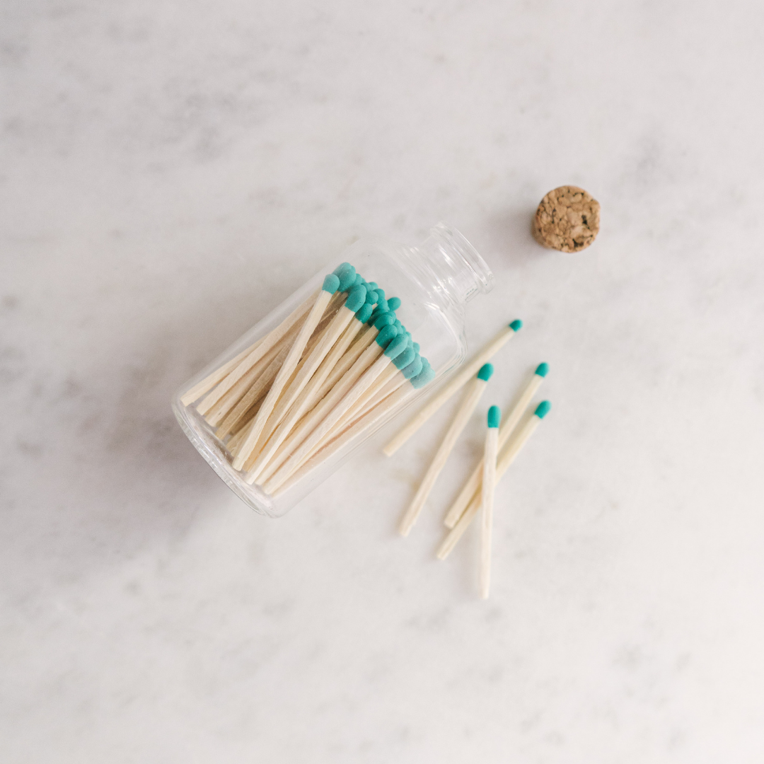 Teal Small Safety Matches - Apothecary Jar