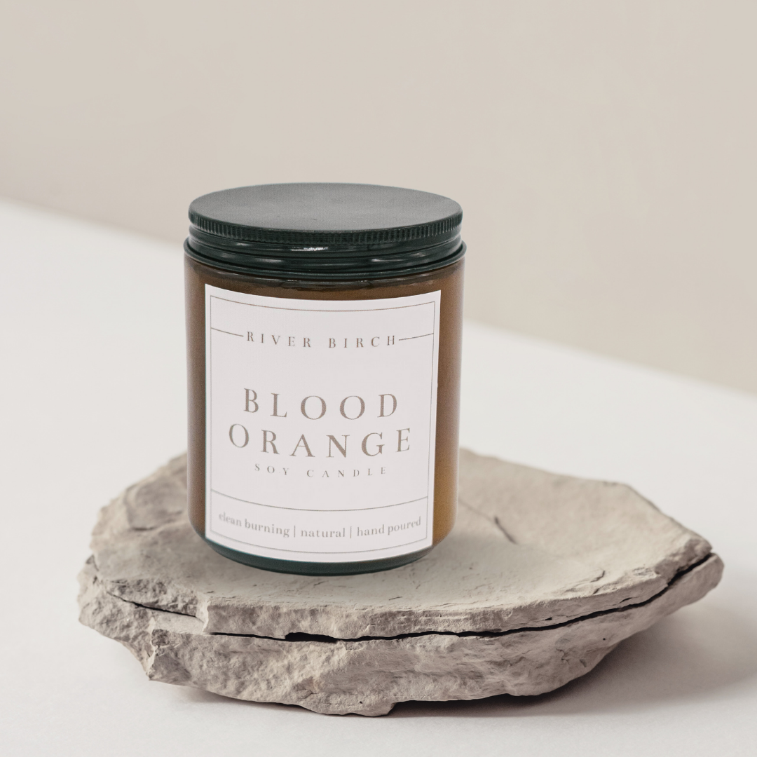 Blood Orange Soy Candle, 8 Oz Amber Jar Candle, Citrus Candle 