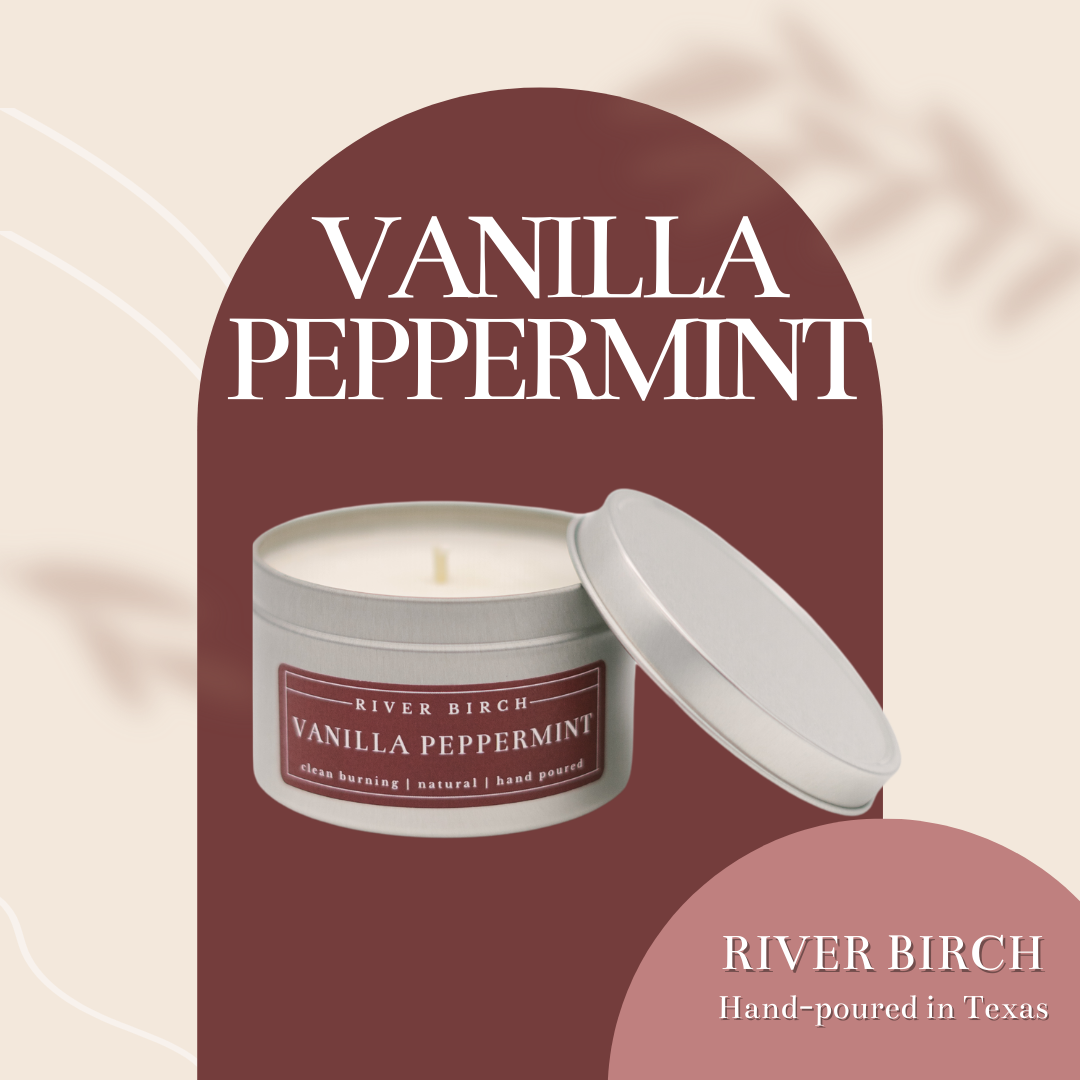 Vanilla Peppermint - 8oz Silver Tin with Colored Label